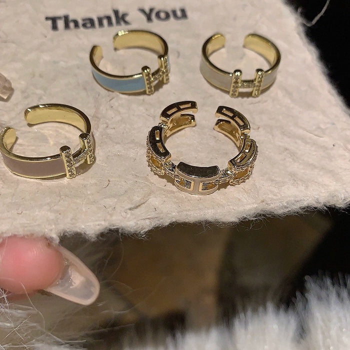 Wholesale Light luxury ring, high-end feel, open index finger ring, unique and niche ring