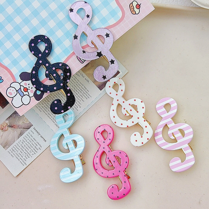 Wholesale Polka dot cartoon musical note acrylic hair clip