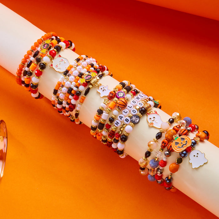 Wholesale  Bracelets Bat Pumpkin  Pendant Bracelet Crystal Soft y Beaded Jewelry