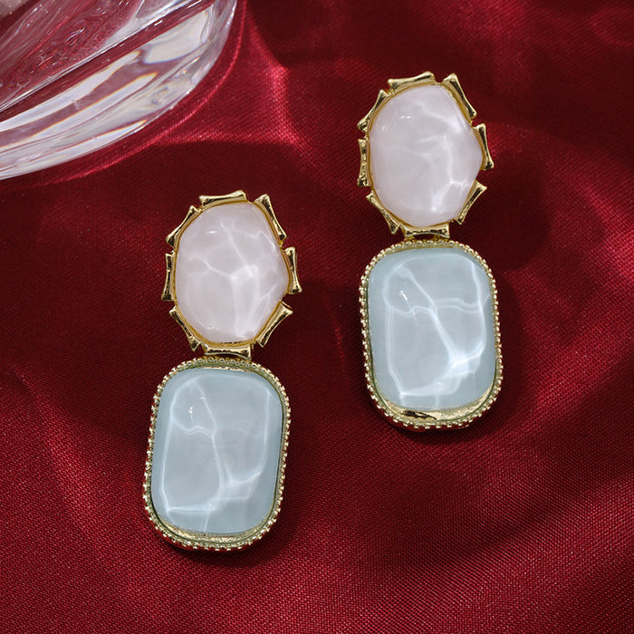 Wholesale Contrast color water ripple irregular square earrings