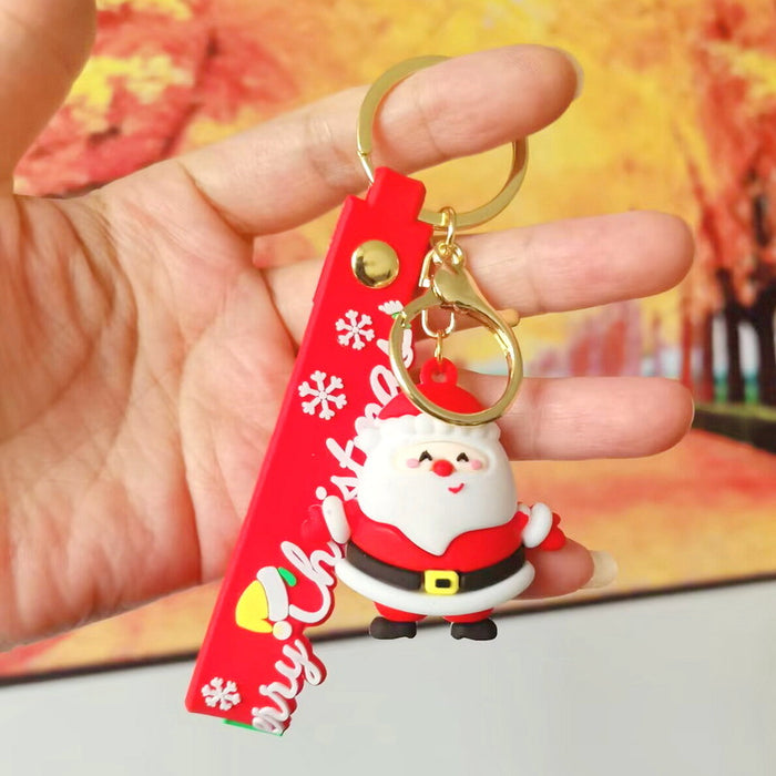 Wholesale Silicone Christmas Keychain Cute Cartoon Pendant