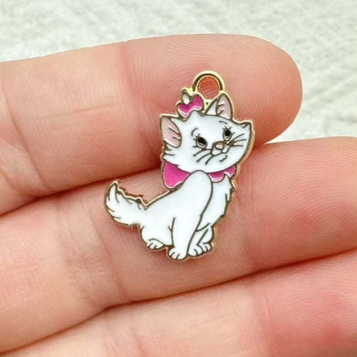 Wholesale 10pcs Cute Cat Alloy Keychain Mini Handmade Accessory Pendant