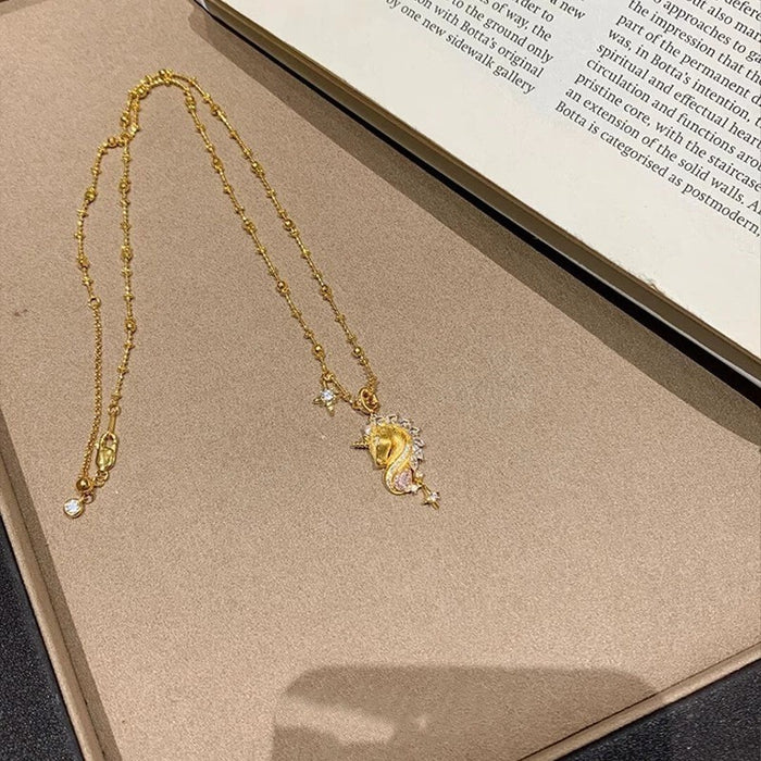Wholesale Unicorn Seahorse Necklace Women's High-end Pendant Necklace