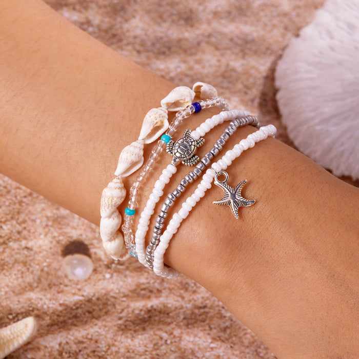 Wholesale Boho Beach Shell Charm Bracelet Set Handmade Resin Beaded