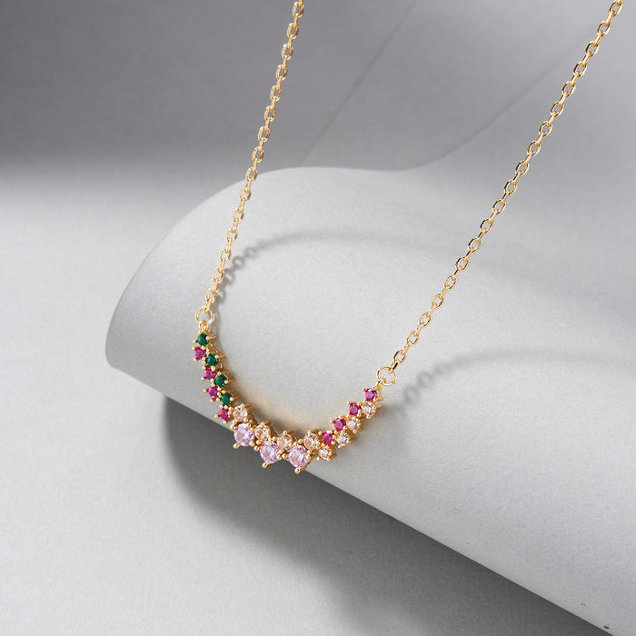 Wholesale gorgeous zircon full diamond pendant smile style women's necklace