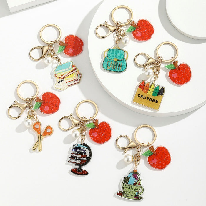 Wholesale Acrylic Pearl Apple Keychain