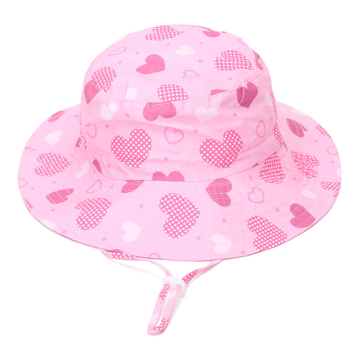 Wholesale Children' s Sun Protection Bucket Hat with Chin Strap Breathable Mesh Cartoon Design Everyday Wear