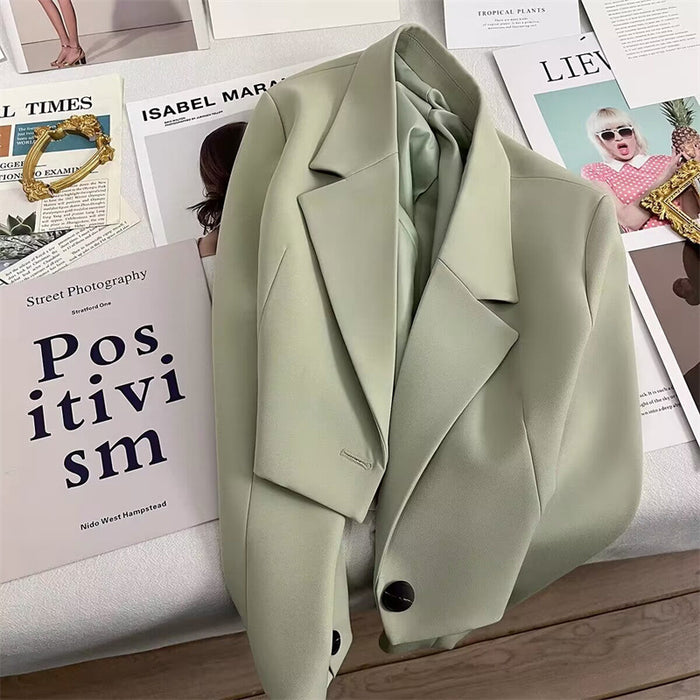 Wholesale Short Suit Jacket for Women Short Stature Spring and Autumn Jade Green Versatile Small Suit for Students JDC-CTS-ZX005