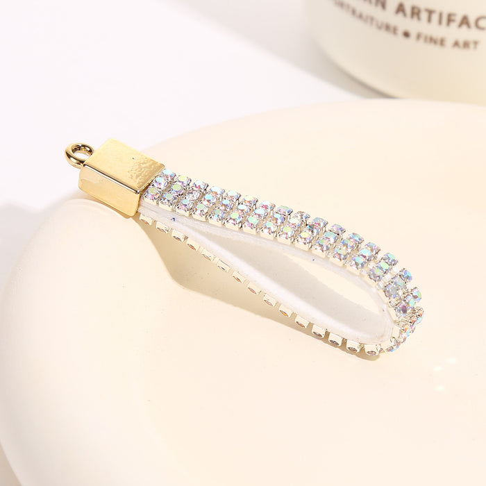 Wholesale Full diamond key chain accessories claw chain sliver DIY key chain small portable rhinestone key rope