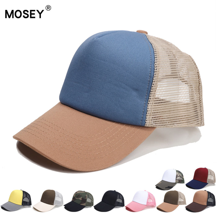 Wholesale Cross-Border Sponge Baseball 5-Piece Soft Top Duckbill Cap Mesh Cap Personalized Embroidered Couple Curved Brim Hat Solid Color Sun Hat