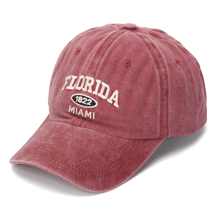 Wholesale Vintage Washed Cotton Baseball Cap with English Letter Embroidery Light Gray Sun Protection Hat