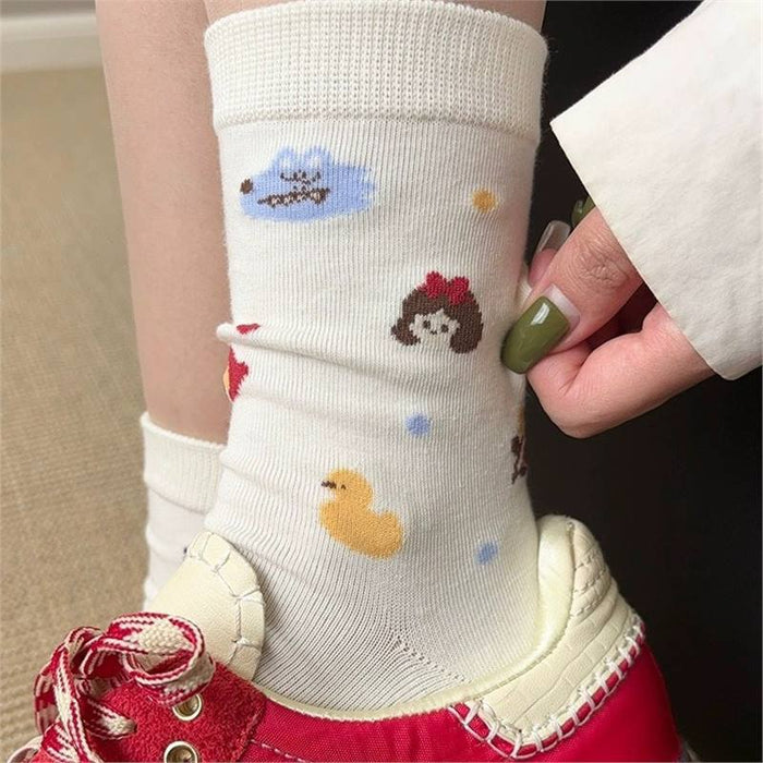 Wholesale  Cotton Summer Thin Fairy Tale Socks Women's Mid-length Socks Ins Style Girl's Cute Cartoon Stockings