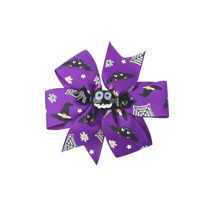 Wholesale Halloween Children's Three-layer Swallowtail Bow Fabric Hairpin JDC-HC-QiuN010