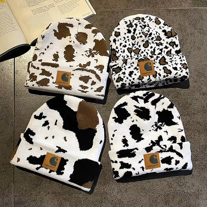 Wholesale Autumn and Winter Cow Pattern Knitted Wool Hats JDC-FH-Moxi001