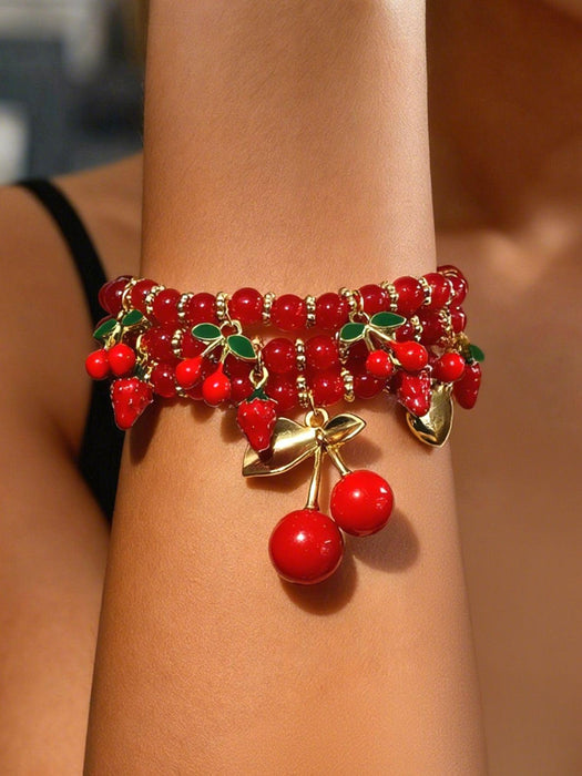 Wholesale Beaded Bracelet Set 5-Piece Heart Design Stackable Bracelets