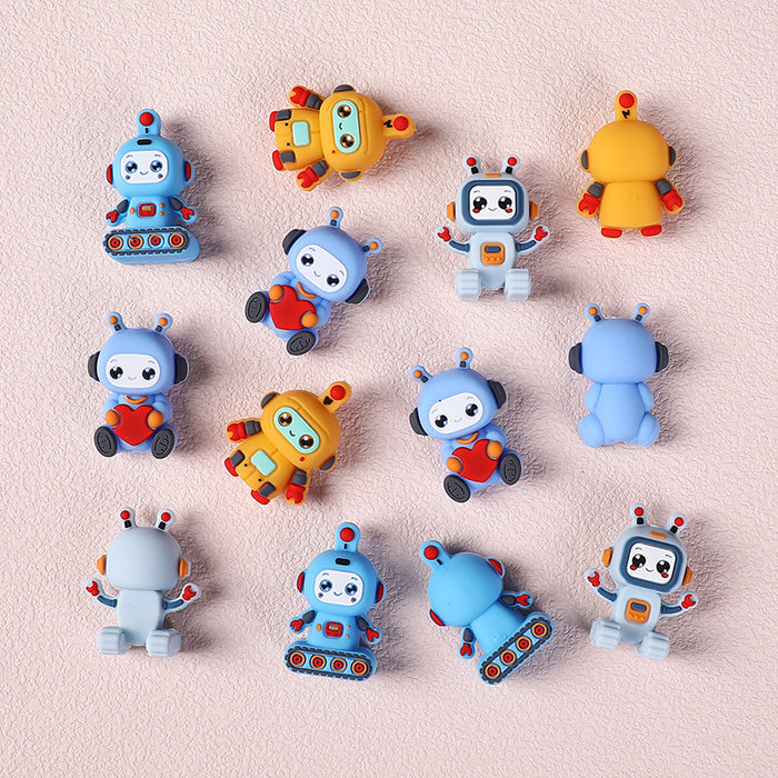 Wholesale 20pcs robot silicone beads children DIY toys European and American cartoon jewelry beaded pen drop glue beads