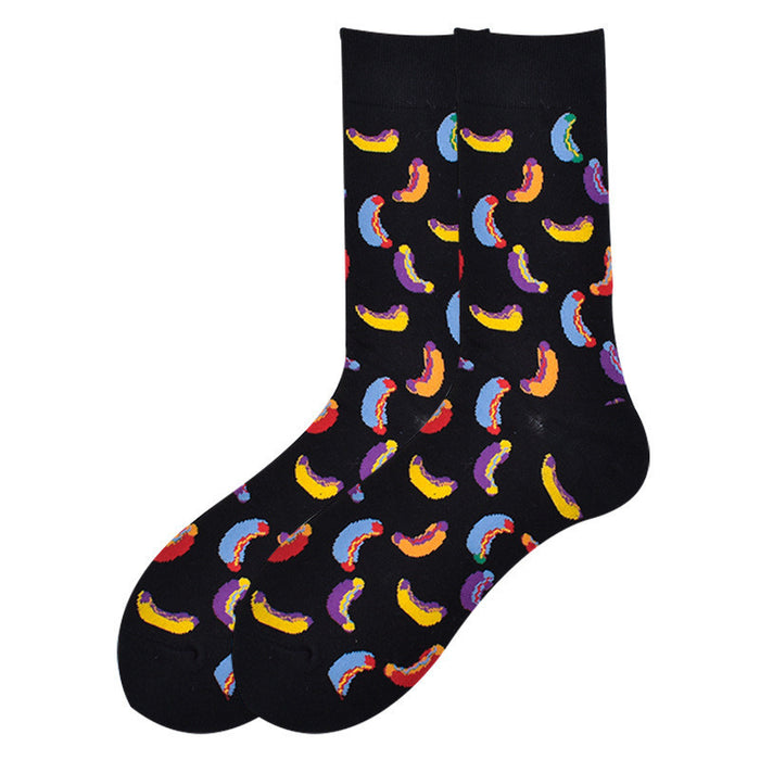 Wholesale Creative Fun Couple Socks Mid-tube Cotton Socks Hamburger Fries JDC-SK-CG022