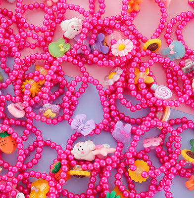 Wholesale children princess bow shell pearl necklace suit