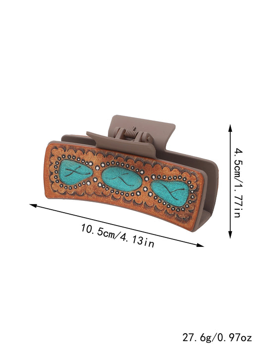 Wholesale Western Wind Letter Mom Cactus Sunflower Leather Shark Clip Hairpin Women' s Grab Clip