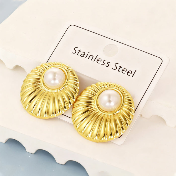 Wholesale Gold-plated titanium steel threaded earrings