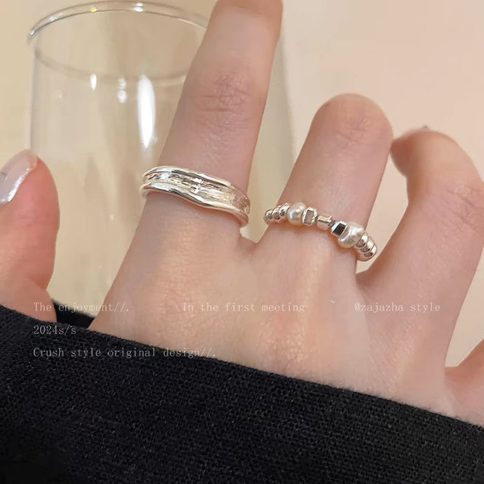 Wholesale Pearl ring, female niche design, light luxury, high-end feeling, index finger ring, cold and stylish hand