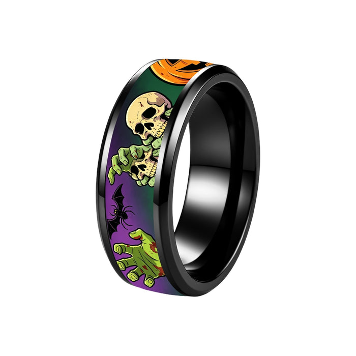 Wholesale Stainless Steel Ring Silver Size 6 Pumpkin Zombie Bat Design Jewelry