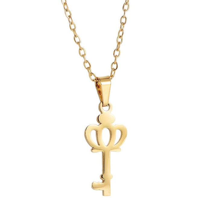Wholesale Crown Key Necklace Earring Set Accessories Polishing Pendant Jewelry