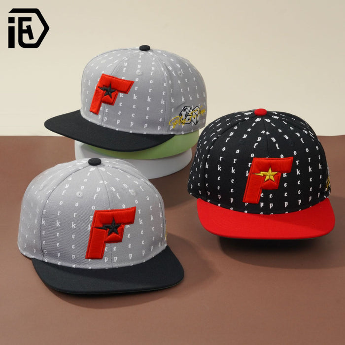 Wholesale Flat edge hat embroidered with letters, hard gray top duckbill cap