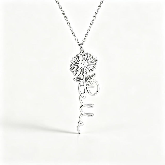 Wholesale Gold Flower Pendant Necklace Titanium Steel 18K Gold Plated Trendy Layering Jewelry