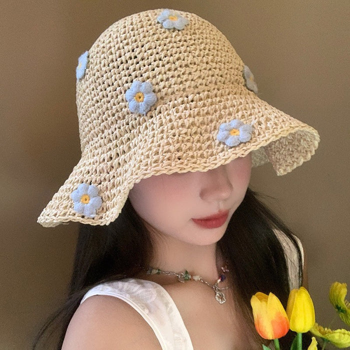 Wholesale Flower Straw Hat Women's Summer Sun Protection and Sunshade Fisherman's Hat
