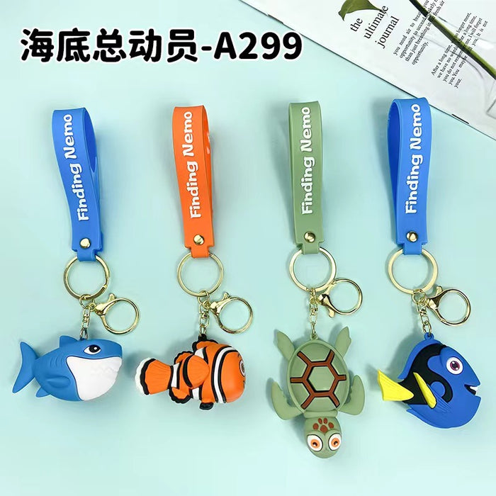 Wholesale cartoon sea animal shark turtle key chain pendant bag car key chain accessories