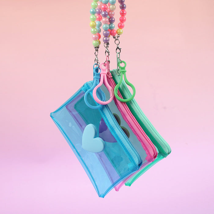 Wholesale Trendy Plush Coin Purse With Bead Chain And Zipper Macaron Purple Storage Bag Cute Fashion Accessory For Women Resale