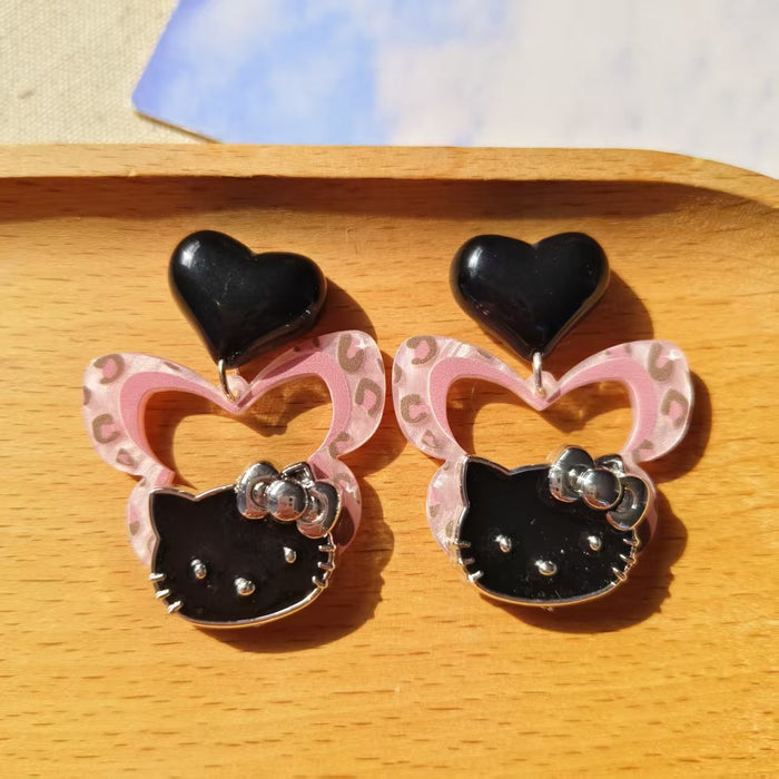Wholesale Cartoonish  fun sweet pink butterfly cat earrings