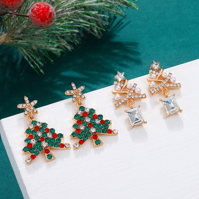 Wholesale Diamond Christmas Tree Alloy Earrings JDC-ES-MiaoYa005