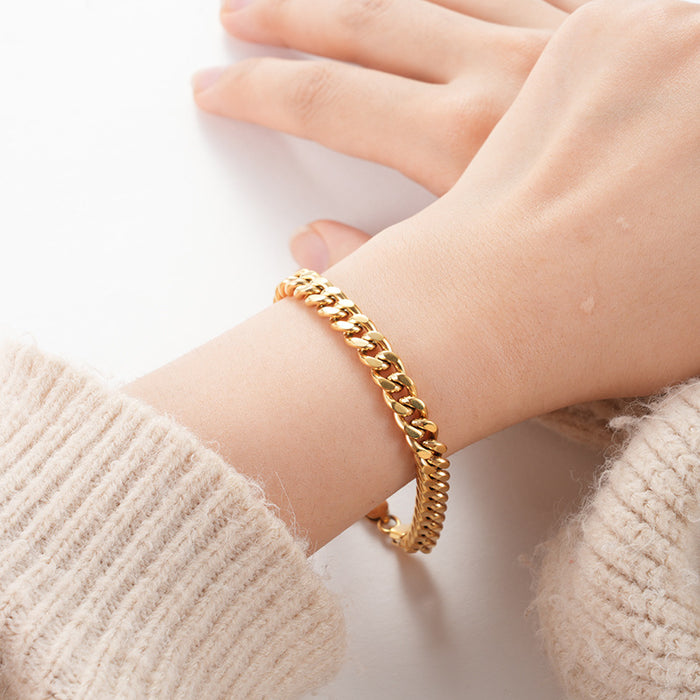 Wholesale Simple stainless steel double-sided grinding chain, double-sided Cuban chain bracelet, personalized, trendy and versatile