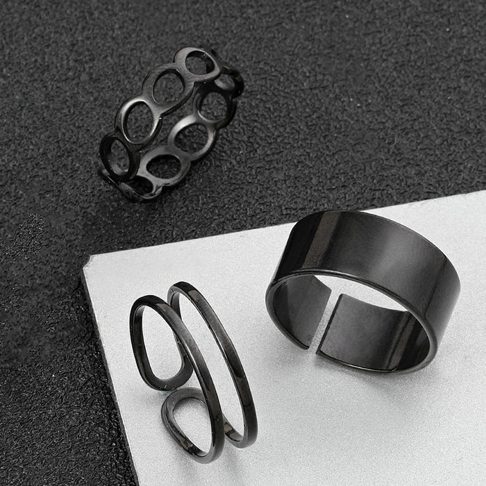 Wholesale Titanium steel ring three piece set jewelry with non fading design, niche opening adjustable