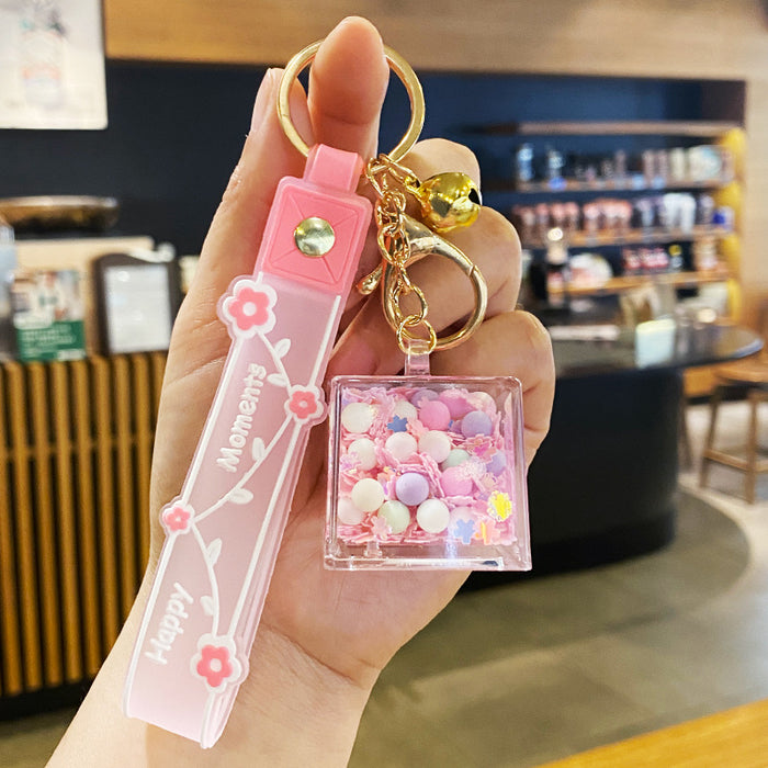 Wholesale Oil-flowing Quicksand Sakura Keychain