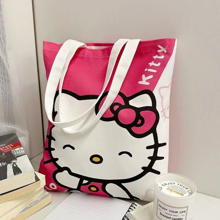 Wholesale Canvas Cute Cat Large Capacity Student Shoulder Bag
