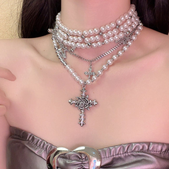 Wholesale multi-layered pearl necklace clavicle chain chocker accessories