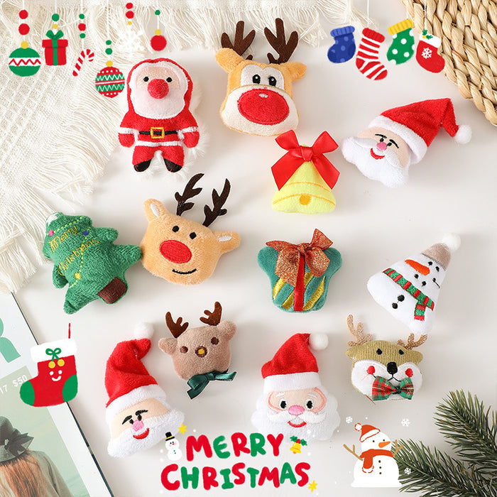 Wholesale Christmas Brooch Cute Plush Christmas Accessories Cartoon Pin Decorations Clothing Accessories