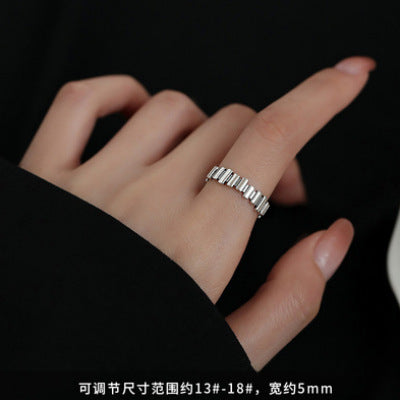 Wholesale Silver plated geometric ring light luxury tail ring plain ring index finger ring niche high-end opening ring
