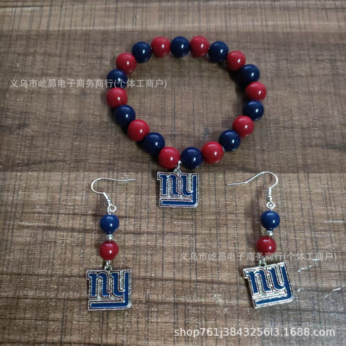Wholesale Football Colored Candy Acrylic Bead Bracelet Earring Set