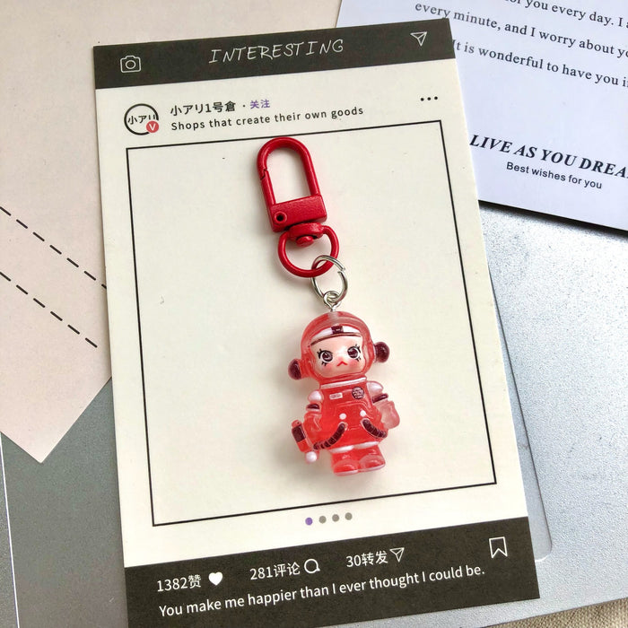 Wholesale Cute cartoon night light bubble astronaut keychain pendant accessory gift car hanging accessory