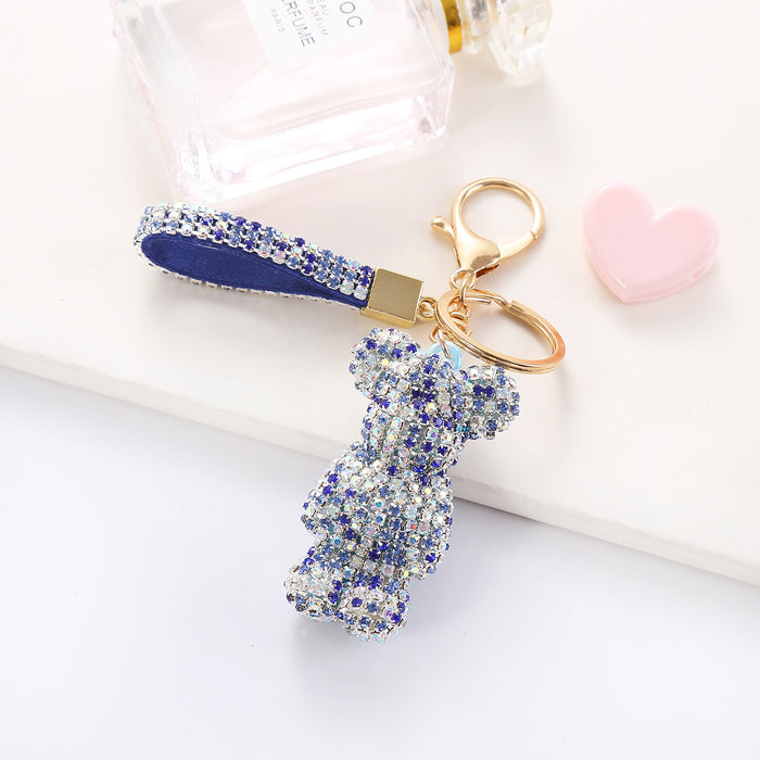 Wholesale Cartoon Rhinestone  Plush Keychain Cute Key Ring