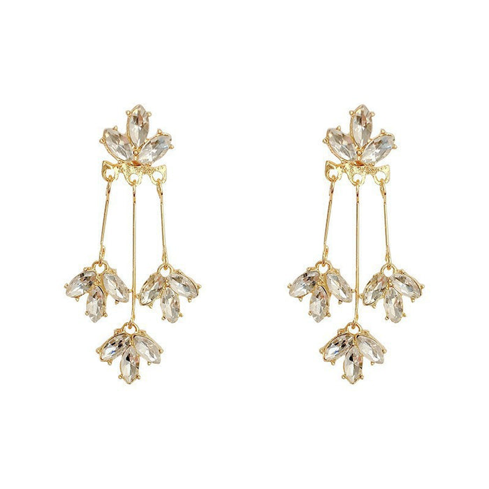 Wholesale Silver Needle Premium Style Two Earrings Fashion Flower Earrings Temperament Tassel Wholesale