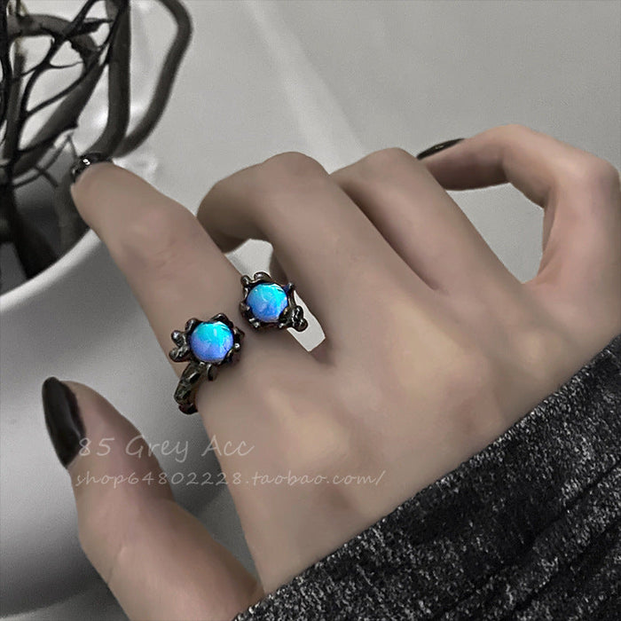 Wholesale Ring Alloy Opal Moonstone Opening JDC-RS-YinXin001