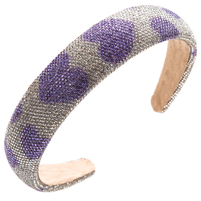Wholesale Valentine' s Day super sparkly rhinestone-encrusted wide headband with heart pattern