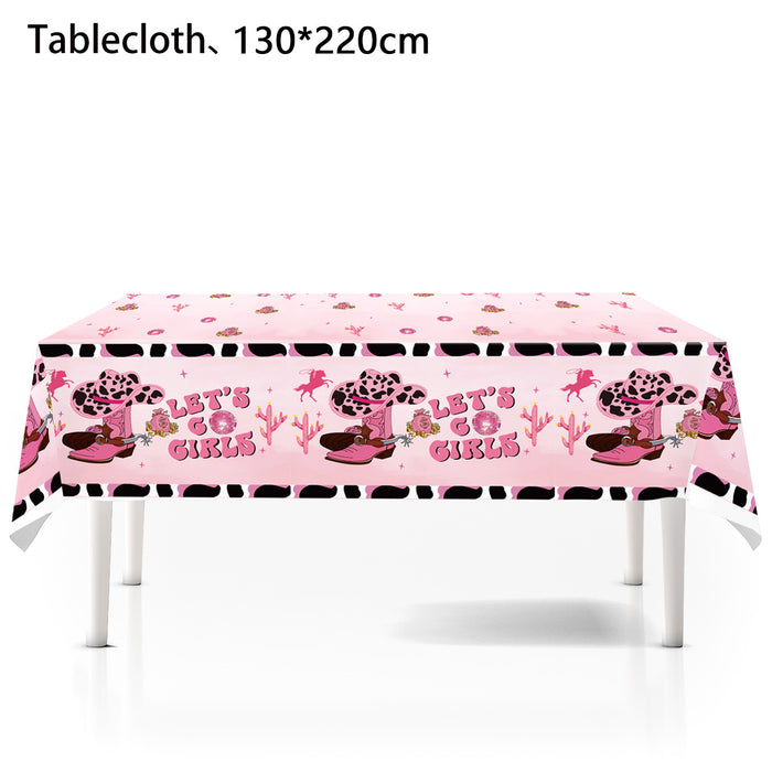 Wholesale Western Cowgirl Theme Birthday Party Decoration Paper Tray Paper Cup Tablecloth Disposable Tableware suit