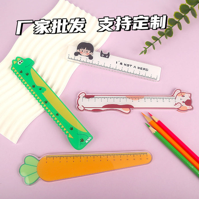 Wholesale  15cm Cute Carrot Ruler with Pictures, Multi-Functional Drawing Ruler
