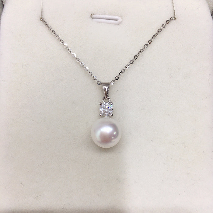 Wholesale  Pearl Freshwater Pearl Pendant Princess S925  Silver Pearl Necklace Clavicle Chain